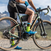 Hammer Cycling socks worn by gravel cyclist overlooking the California Sierra Mountains 